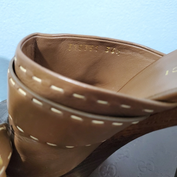 Gucci high heel open toe Platform Mules Sz 6.5 It sz 36.5 - Picture 7 of 15